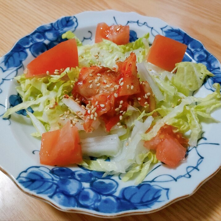白菜とトマトとキムチのサラダ